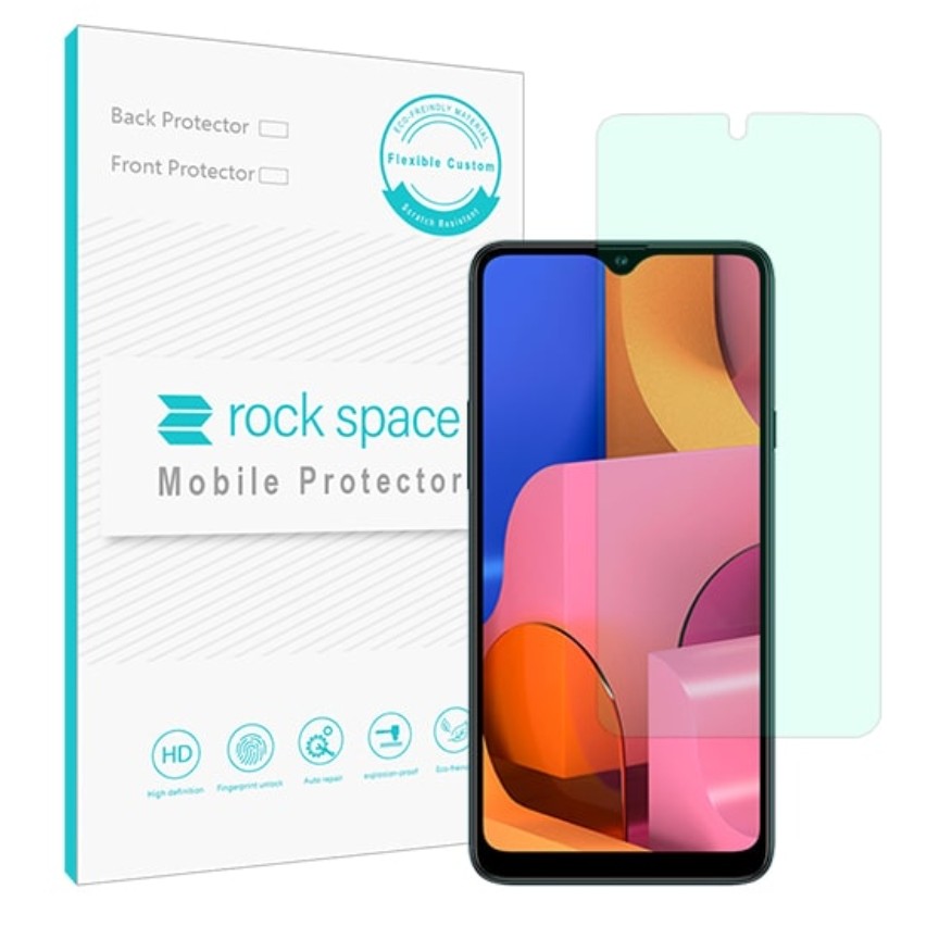 گلس سامسونگ A20s مدل نانو هیدروژل گرین لایت برند راک اسپیس