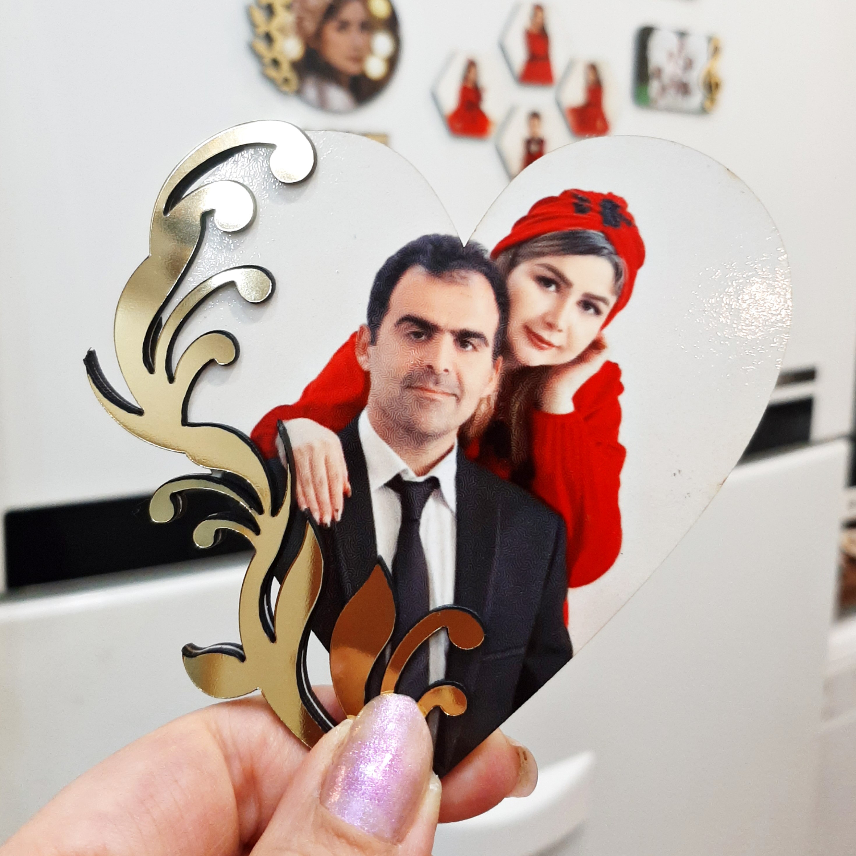 مگنت چوبی یخچالی خام سابلیمیشن طرح قلب فاخر