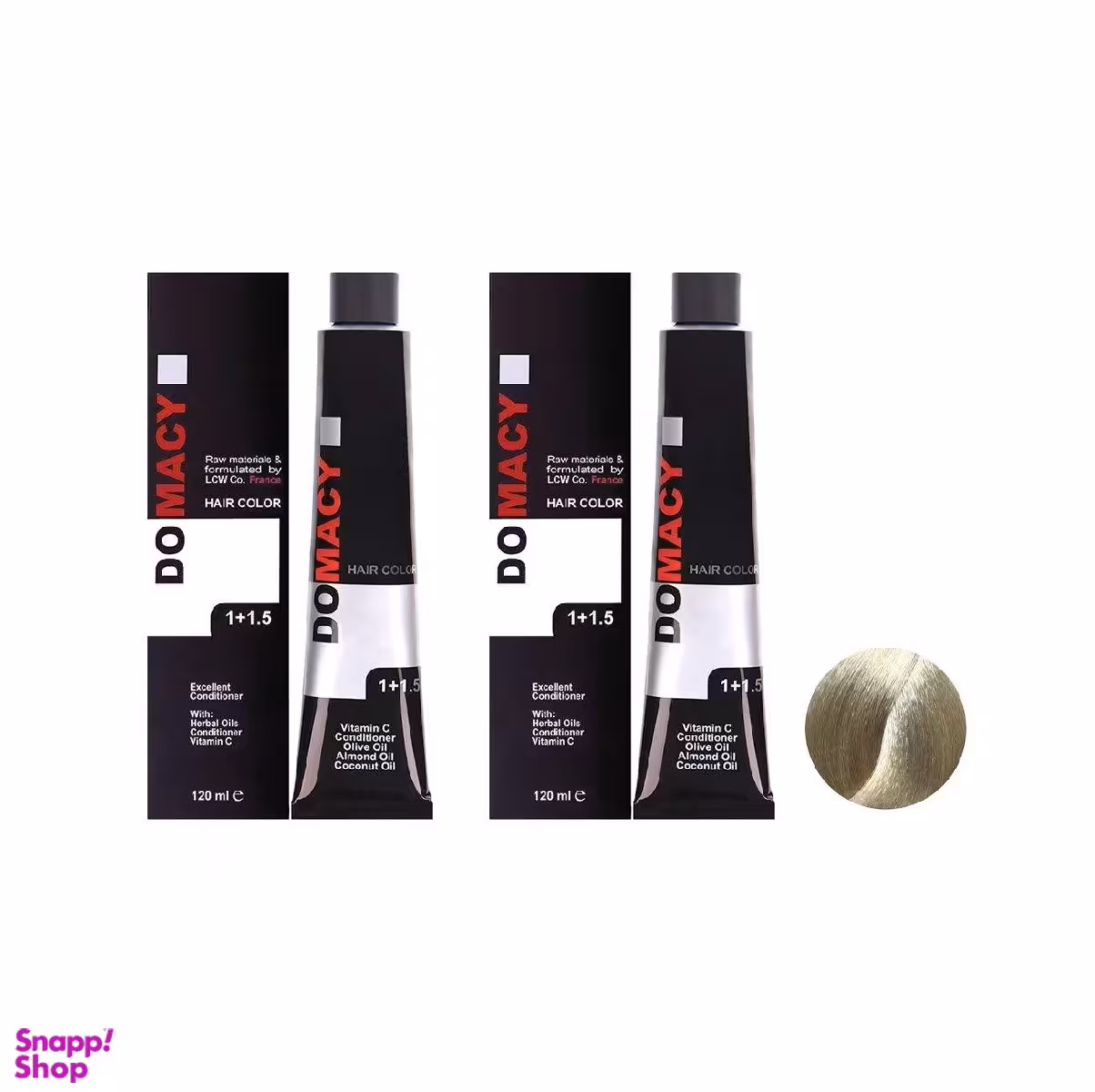 رنگ مو دوماسی (Domacy) شماره 9.1 رنگ بلوند دودی خیلی روشن حجم 120 میلی‌لیتر مجموعه 2 عددی