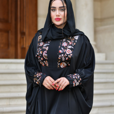 مانتو عبایی کرپ حریر مجلسی زنانه