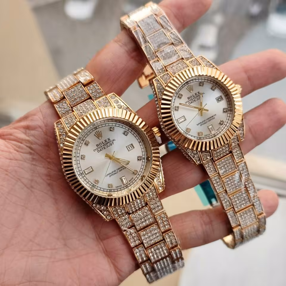 ست زنانه مردانه ساعت مچی فول استون رولکس Rolex