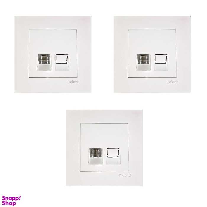 سوکت تلفن 2 خط دلند مدل آسا بسته 3 عددی