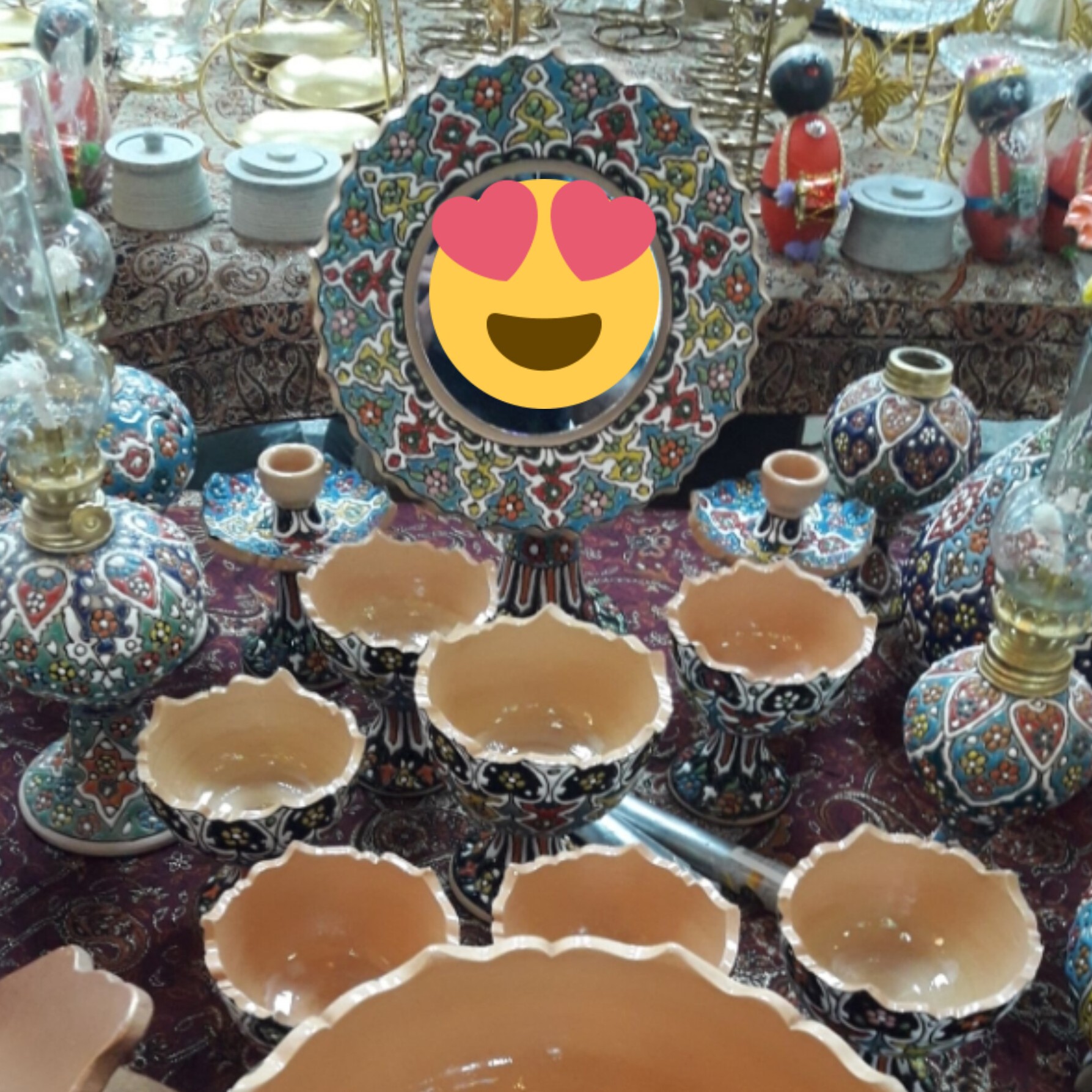 هفت  سین میناکاری خوش رنگ و جذاب قابل شستشو 