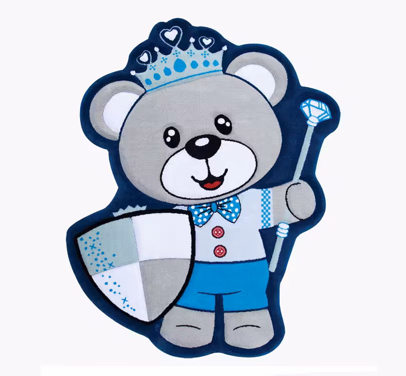 فرش کودک زرباف خرس تاجدار طرح برجسته Zarbaf