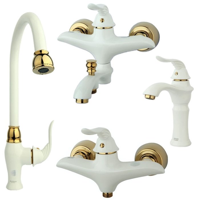 سری شیر اهرمی راسان مدل پریمو سفید طلایی 