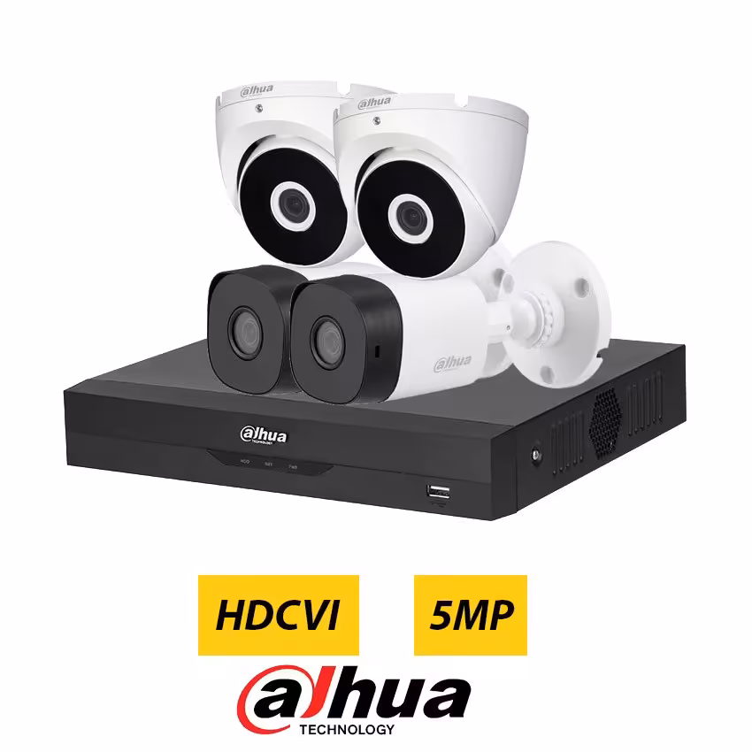 پکیج دوربین مداربسته 4 کانال داهوا  با کیفیت 5 مگاپیکسل