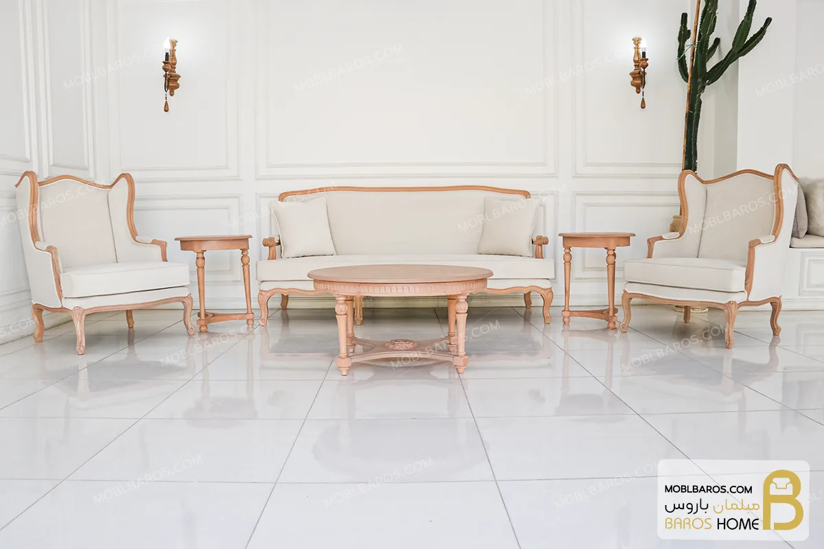 نیم ست مبل 5 نفره کلاسیک لونا و مبل تک نفره کویین