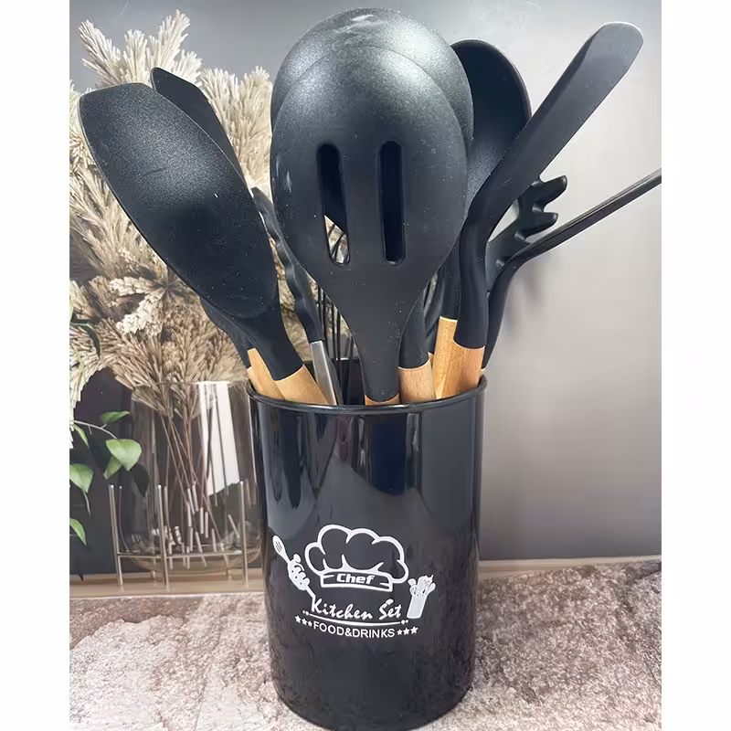 سرویس کفگیر ملاقه 12 پارچه کیچن ست رنگ مشکی