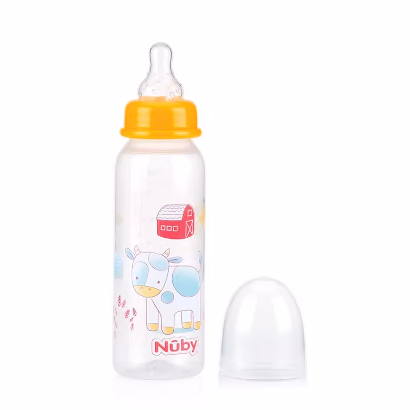 شیشه شیر  240ml زرد طرح گاو nuby 1486