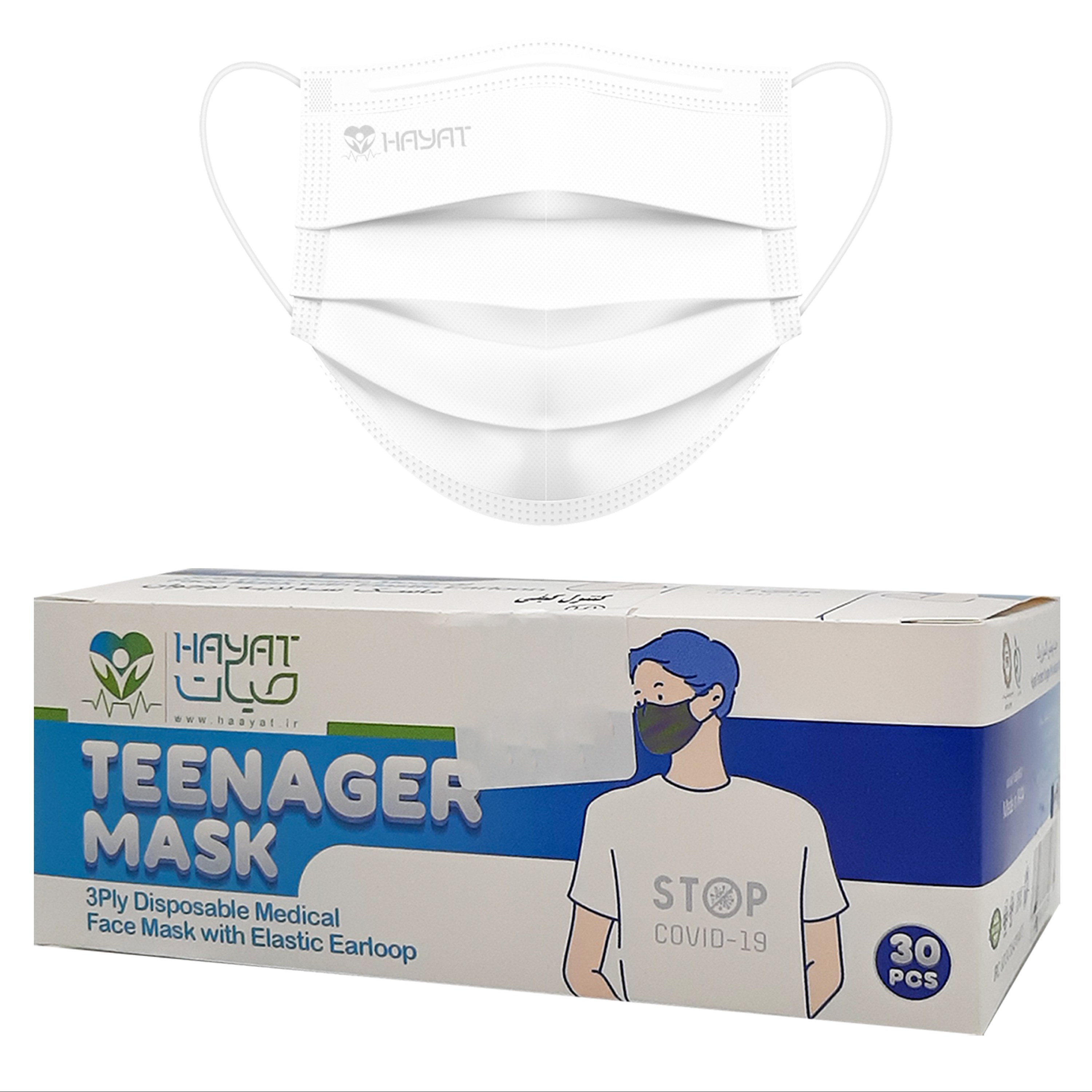 ماسک حیات نوجوان رنگ سفید بسته 30 عددی