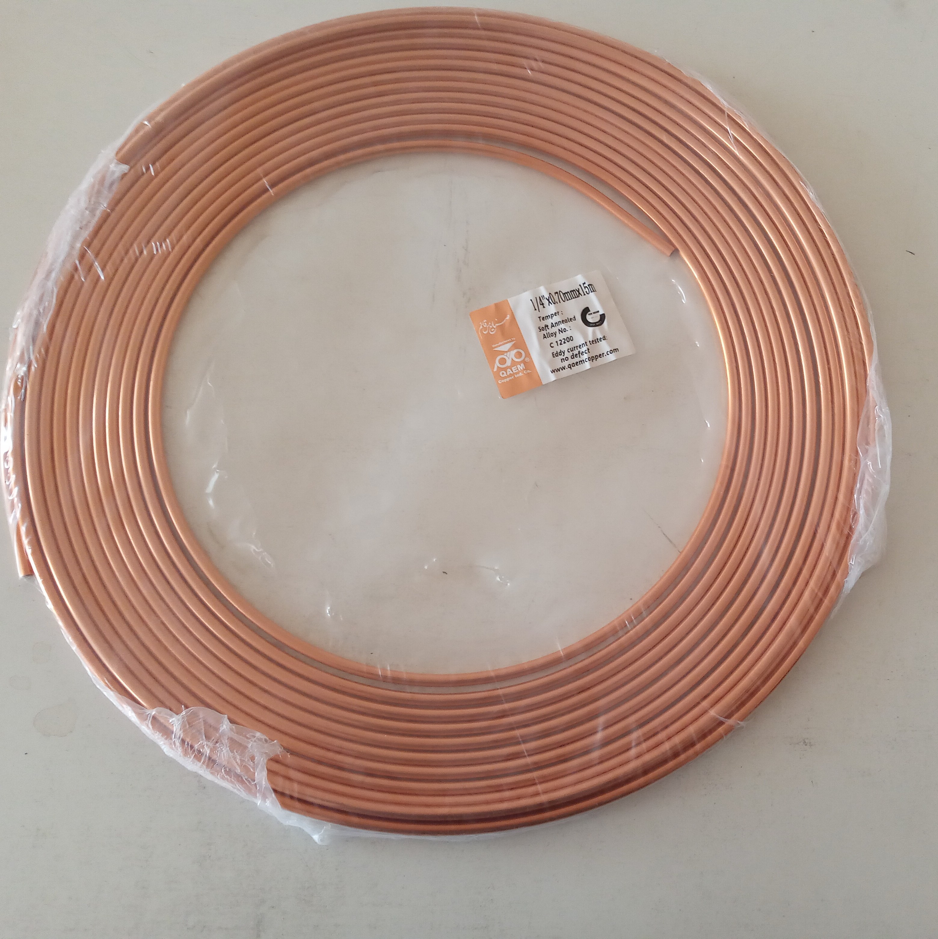 لوله مسی یک چهارم اینچ ( 6 میلی متر ) 15 متری