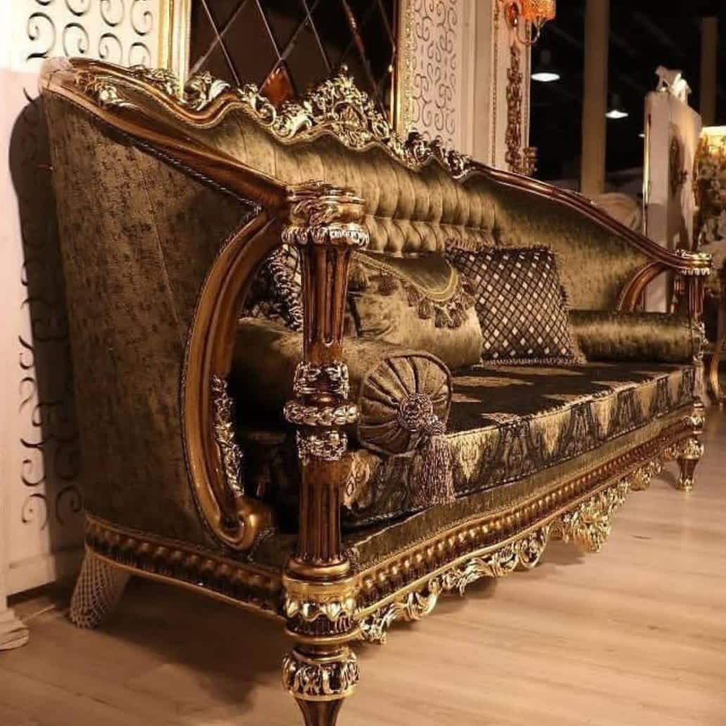 مبل بسیار زیبا و پرکار مدل خاطره 9پفره با چوب راش گرجستانی درجه یک و کلاف اصلی با میز و قیمت مناسب با ضمانت 1500روزه