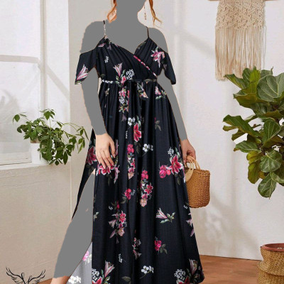 پیراهن فانتزی سایز بزرگ یقه دلبری 7950