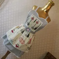 پیشبند دو دامنه قلبی کتان داک کاملا ضد آب جیب دارگل برجسته