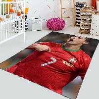 فرشینه چاپی پسرانه فوتبالی طرح رونالدو قرمز BAs-2552
