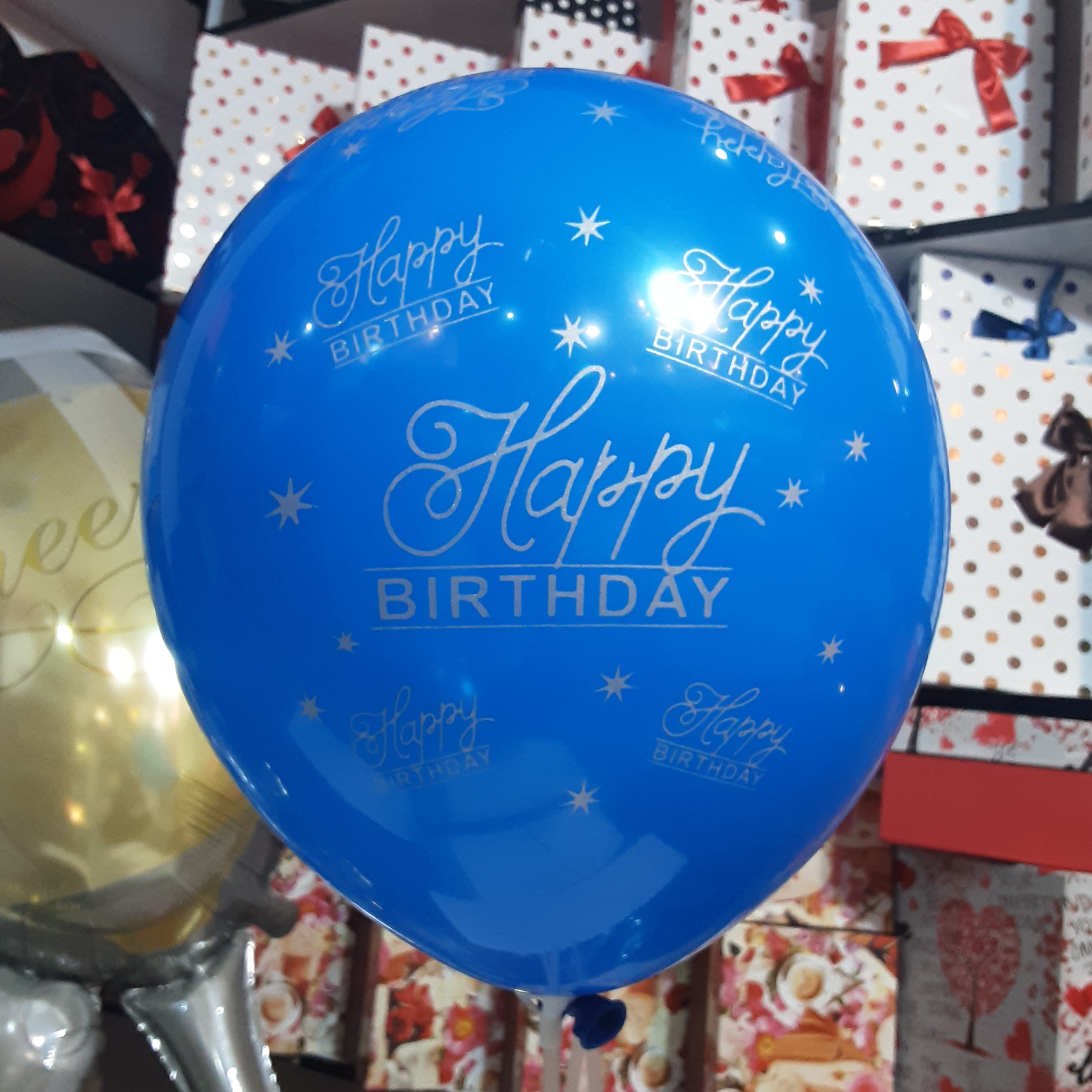 بادکنک لاتکس 12 اینچ تایلندی طرح هپی رنگ ابی و قرمز