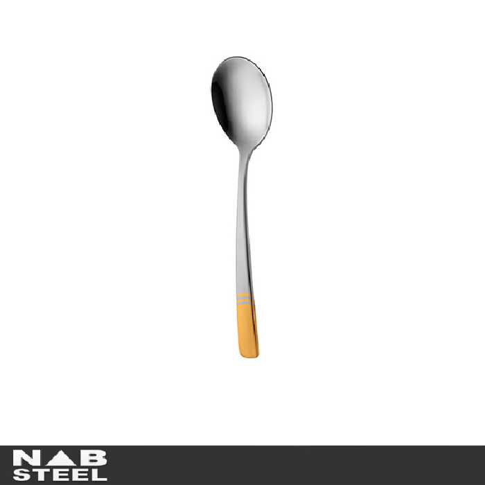 قاشق سوپ خوری ناب استیل 6 پارچه مدل فلورانس دور طلایی