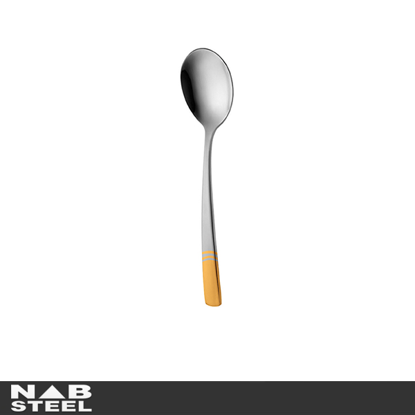 قاشق سوپ خوری ناب استیل 6 پارچه مدل فلورانس دور طلایی