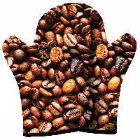 دستکش فر پارچه ای نسوز مخمل دو رو چاپ طرح قهوه سایز 20 در 32 مدل F1-54 شرکت رنس