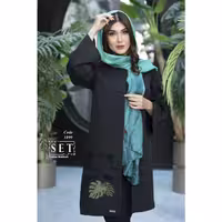 مانتو مجلسی مخمل دوزی رنگ مشکی مدل حورا کد 1899 برند SET