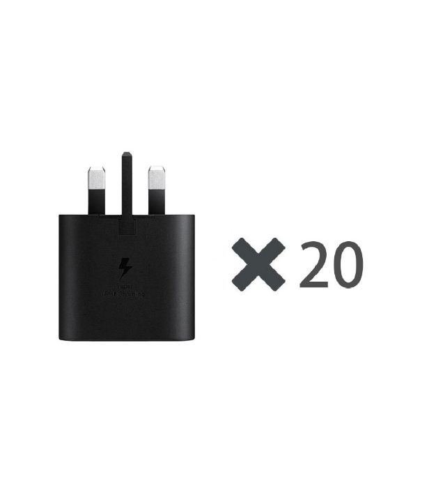 شارژر دیواری سامسونگ 25 وات CH مدل (پک 20 عددی) (سه پین)