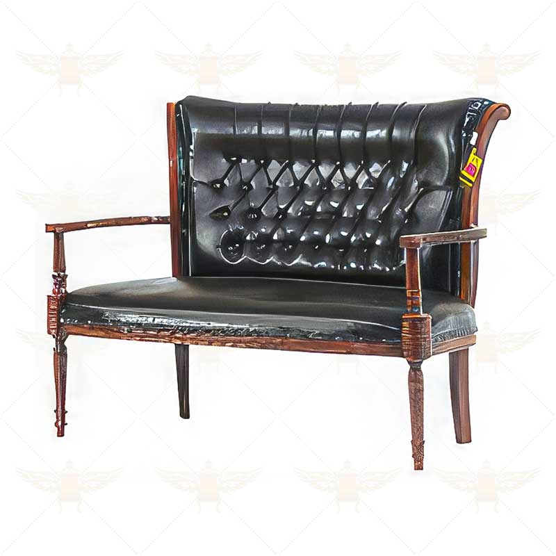 مبل اداری دونفره خراطی دسته چوبی