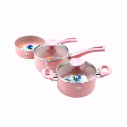 سرویس قابلمه گرانیتی کودک 5 تکه صورتی