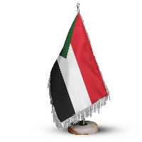 پرچم رومیزی کشور سودان ریشه زرد با پایه سنگی افراتوس