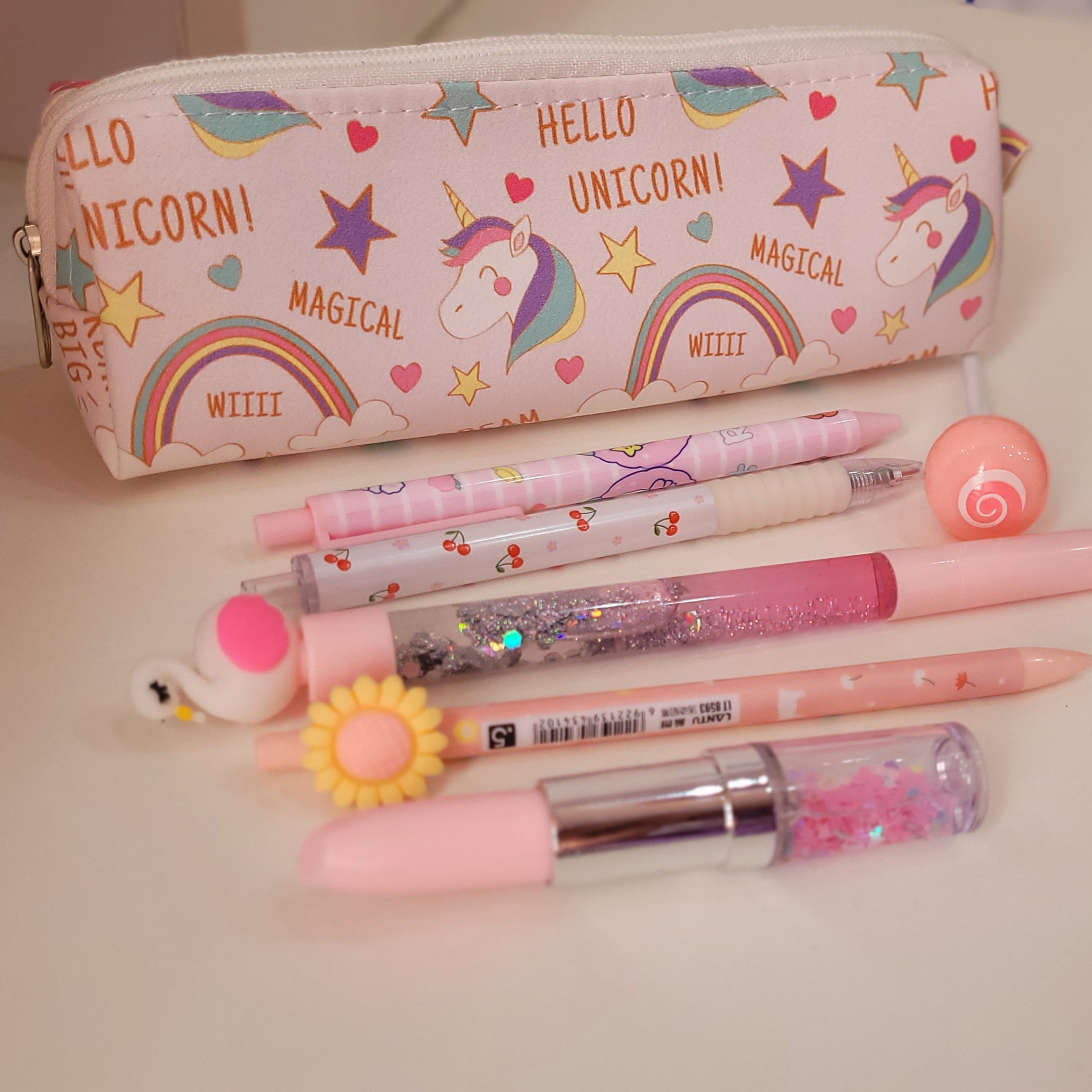 جا مدادی یونیکورن پر طرفدار(چرم مصنوعی درجه یک با کیفیت) ارسال رایگان 3 عدد جامدادی