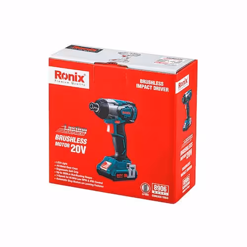 پیچ گوشتی شارژی براشلس 8906 رونیکس 20 ولتی تک باتری با کیف مخصوص
