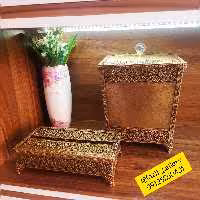 سطل و دستمال مربع آنتیک (سطل زباله _ جای دستمال _ پذیرایی)