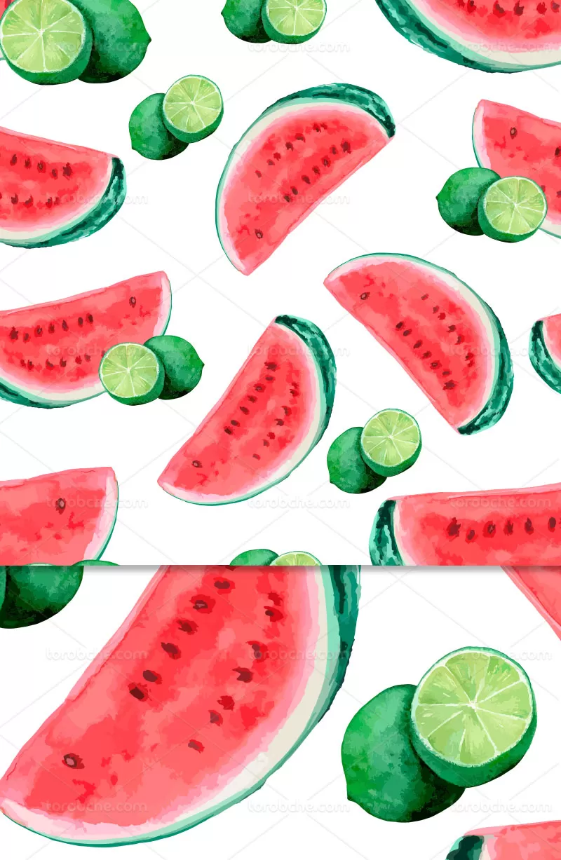 وکتور پترن لیمو و هندوانه | گرافیک با طعم تربچه