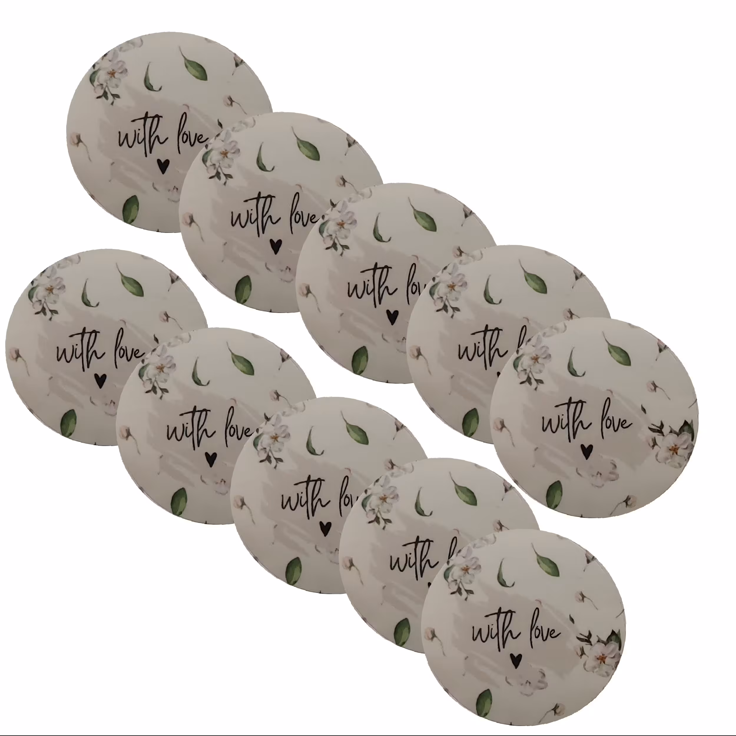 برچسب لیبل طرح با عشق انگلیسی بسته 10 عددی