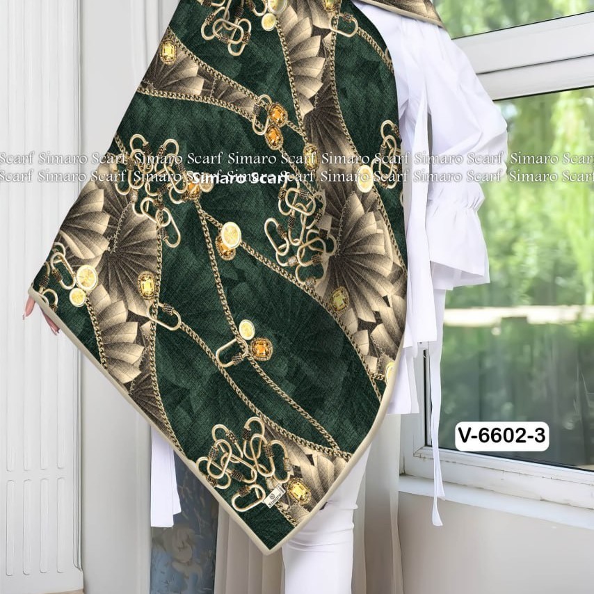 روسری نخی قواره 140 زمینه سبز