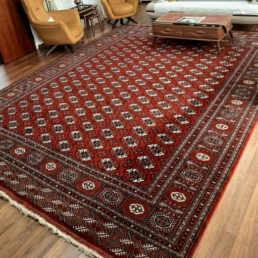 فروش فرش12 متری دستبافت ترکمن ارزان، ریز بافت بسیار زیبا با کیفیت عالی برند آی سن ،ارسال رایگان   