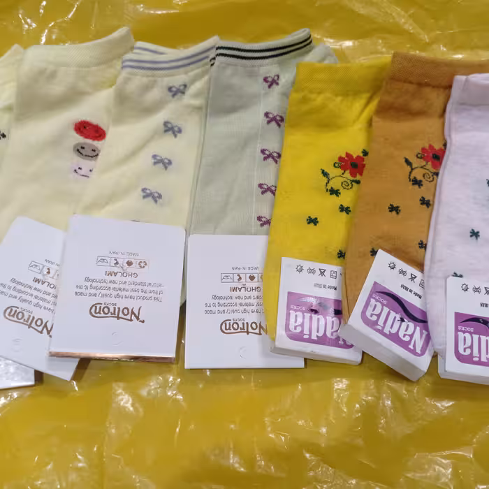 جوراب های ساق کوتاه طرح دار رنگبندی جنس درجه 1 و کشی