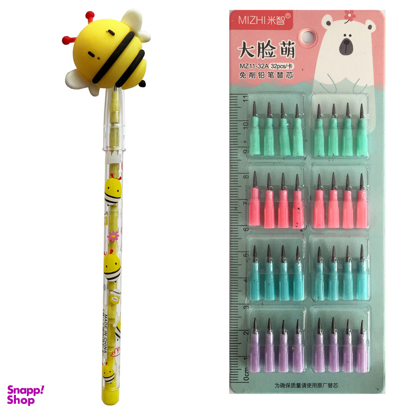 مداد فشنگی طرح زنبور تپلی کد za.99 به همراه نوک بسته 32 عددی
