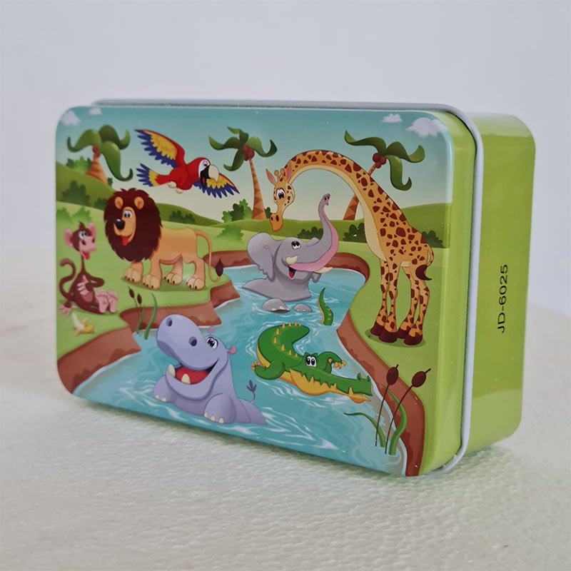 پازل حیوانات جنگل قوطی فلزی 60 تکه کد JD6025