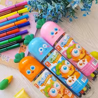 ماژیک  فانتزی پک کامل 12 رنگ طرح هویج  مناسب نقاشی و هایلایت 