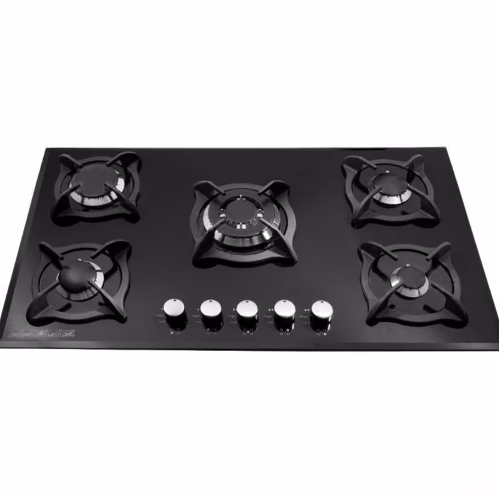 اجاق گاز صفحه شیشه ای 5شعله چدن پادیسان ترموکوپل دار