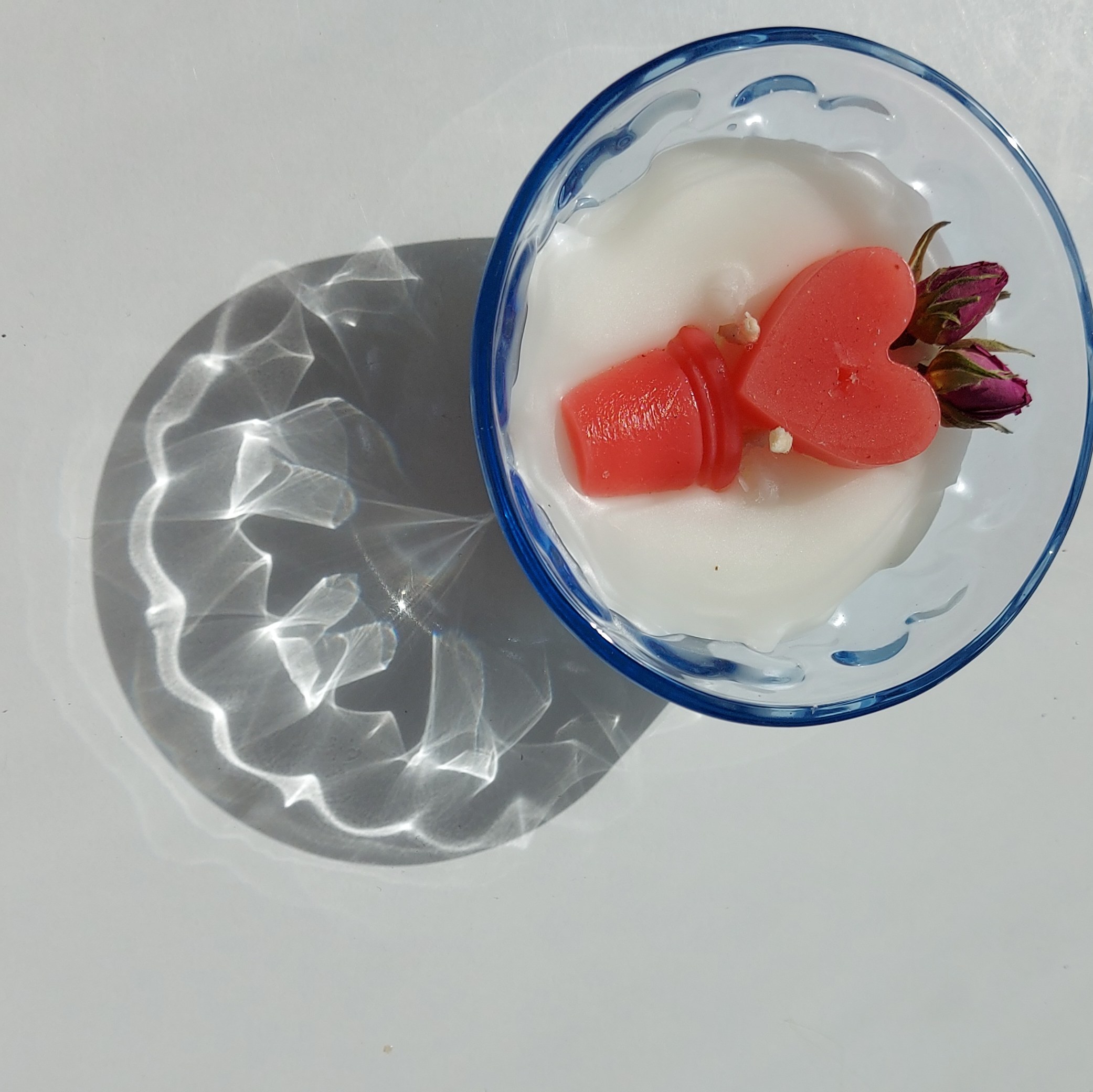 شمع پیاله ای طرح قلب و گل