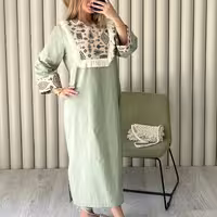 مانتو پیراهنی لینن اسلپ فوژان کد 7680502