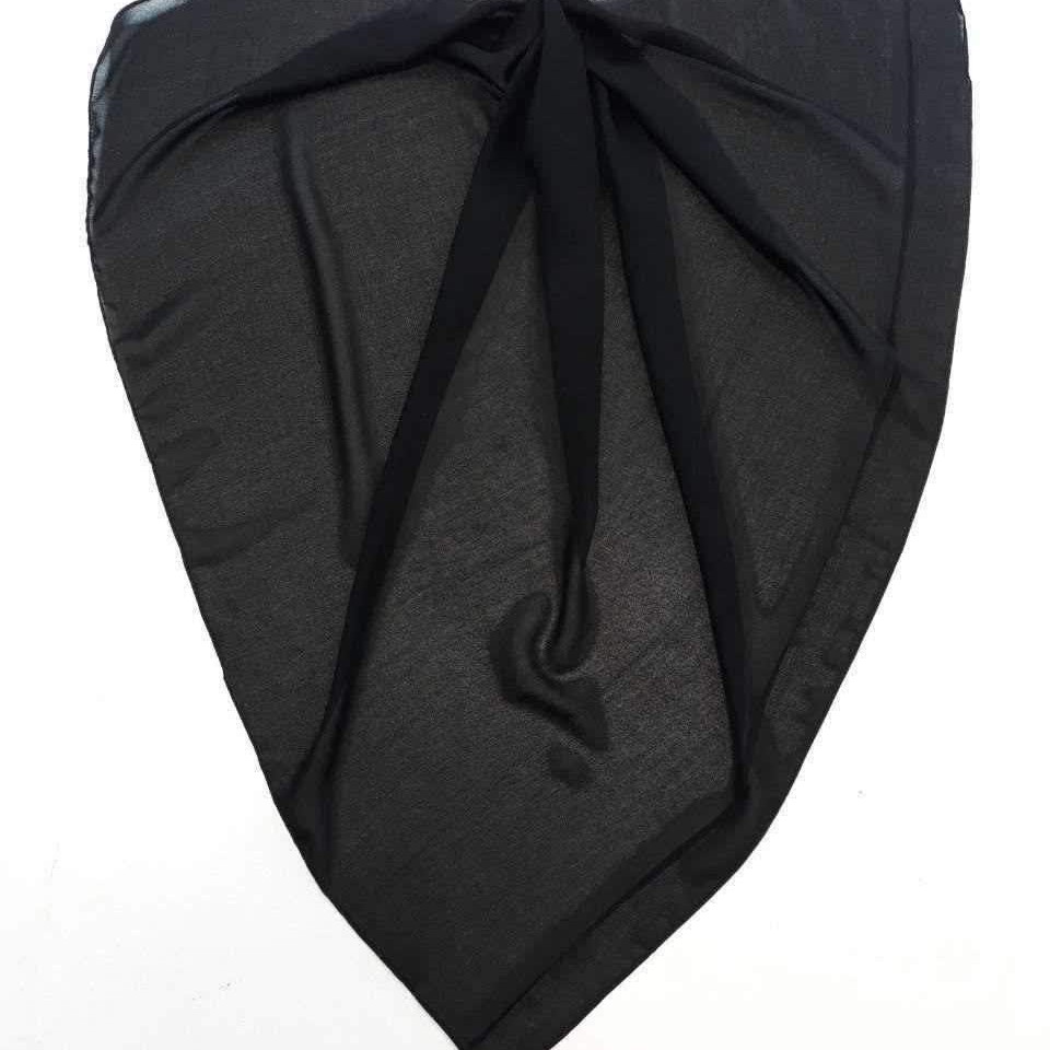 روسری زنانه حریر کرپ مشکی قواره 140 