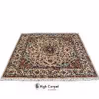 فرش دستبافت گل ابریشم 4 متری مشهد زمینه گلبهی صورتی کد 4024