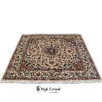 فرش دستبافت گل ابریشم 4 متری مشهد زمینه گلبهی صورتی کد 4024