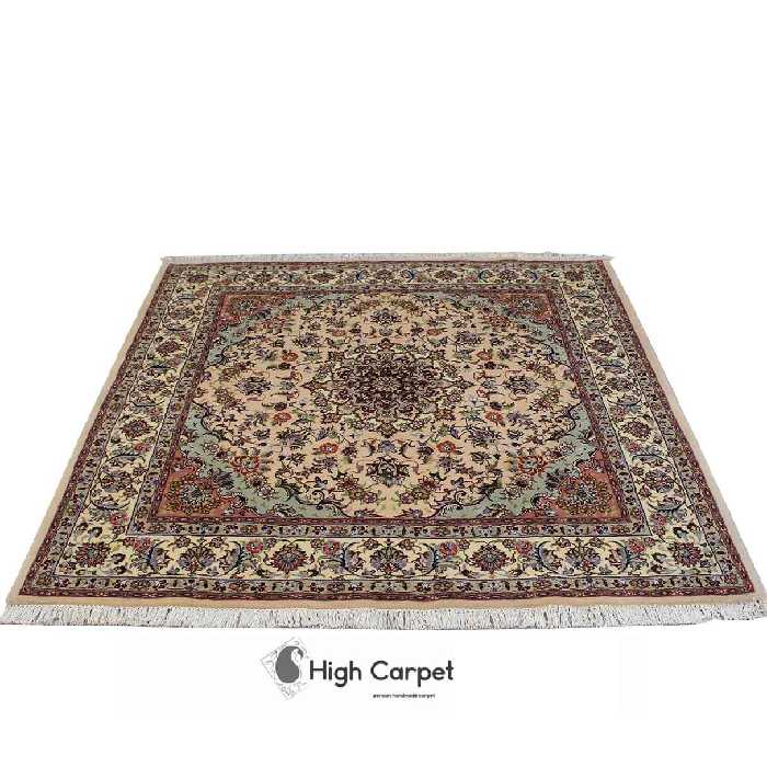 فرش دستبافت گل ابریشم 4 متری مشهد زمینه گلبهی صورتی کد 4024