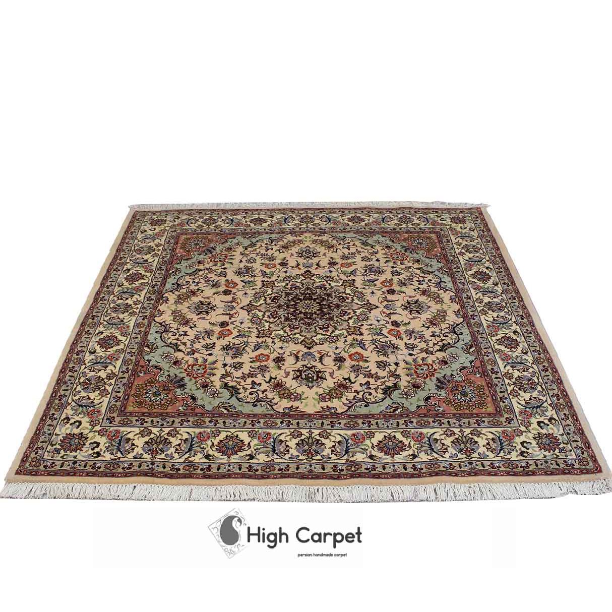 فرش دستبافت گل ابریشم 4 متری مشهد زمینه گلبهی صورتی کد 4024