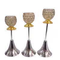 جا شمعی 3 عددی بلند کروم با کیفیت عالی و ثبات رنگ