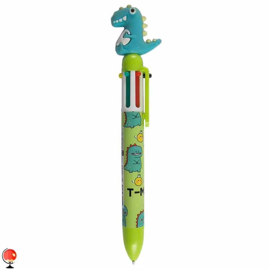 خودکار فانتزی شش رنگ دایناسور سبز پاستلی