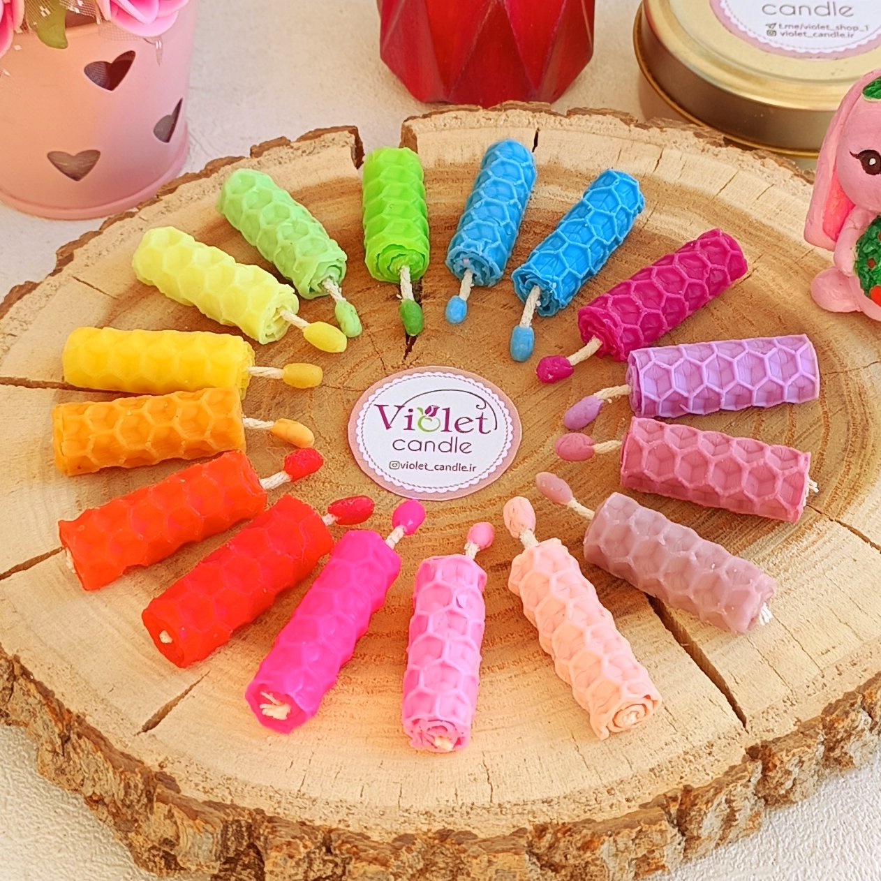 شمع موم عسلی3 سانتی(10 عددی) - شمع مینیاتوری - شمع رنگی - شمع اقتصادی - شمع تولد